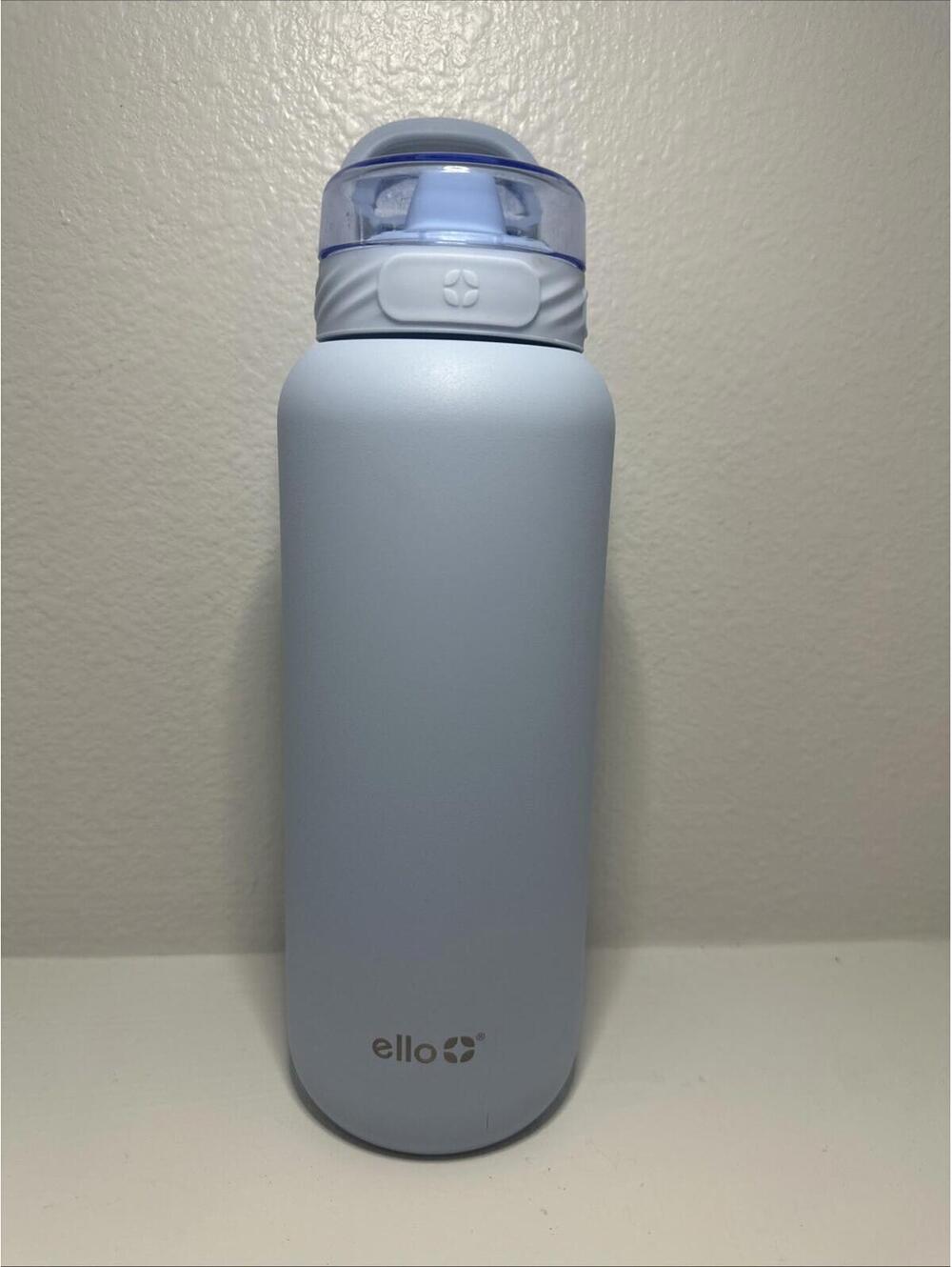 Ello 32oz Stainless Steel Water Bottle – Powder Blue – Locking Lid & Straw